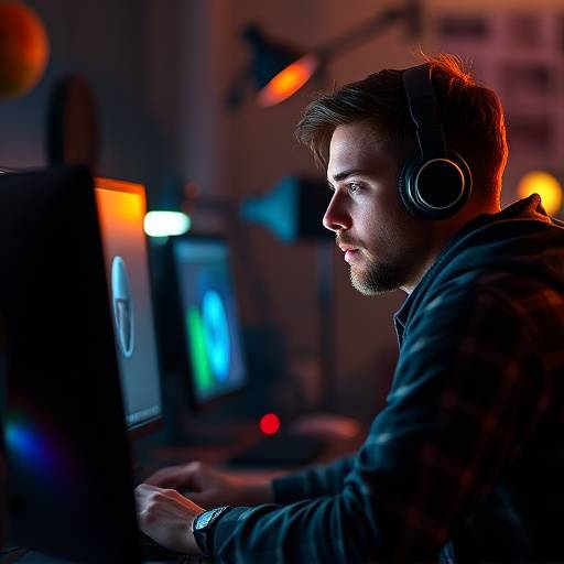 VFX artist creating special effects on a computer screen