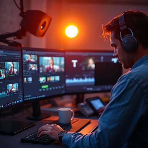 Video editor working on a timeline in editing software